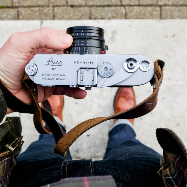 Hawkesmill Kensington Leather Camera Strap Brown on Leica M3
