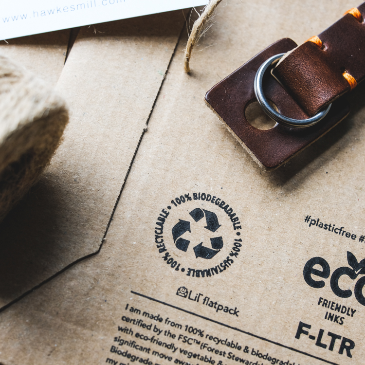 Biodegradable packaging for our leather camera strap